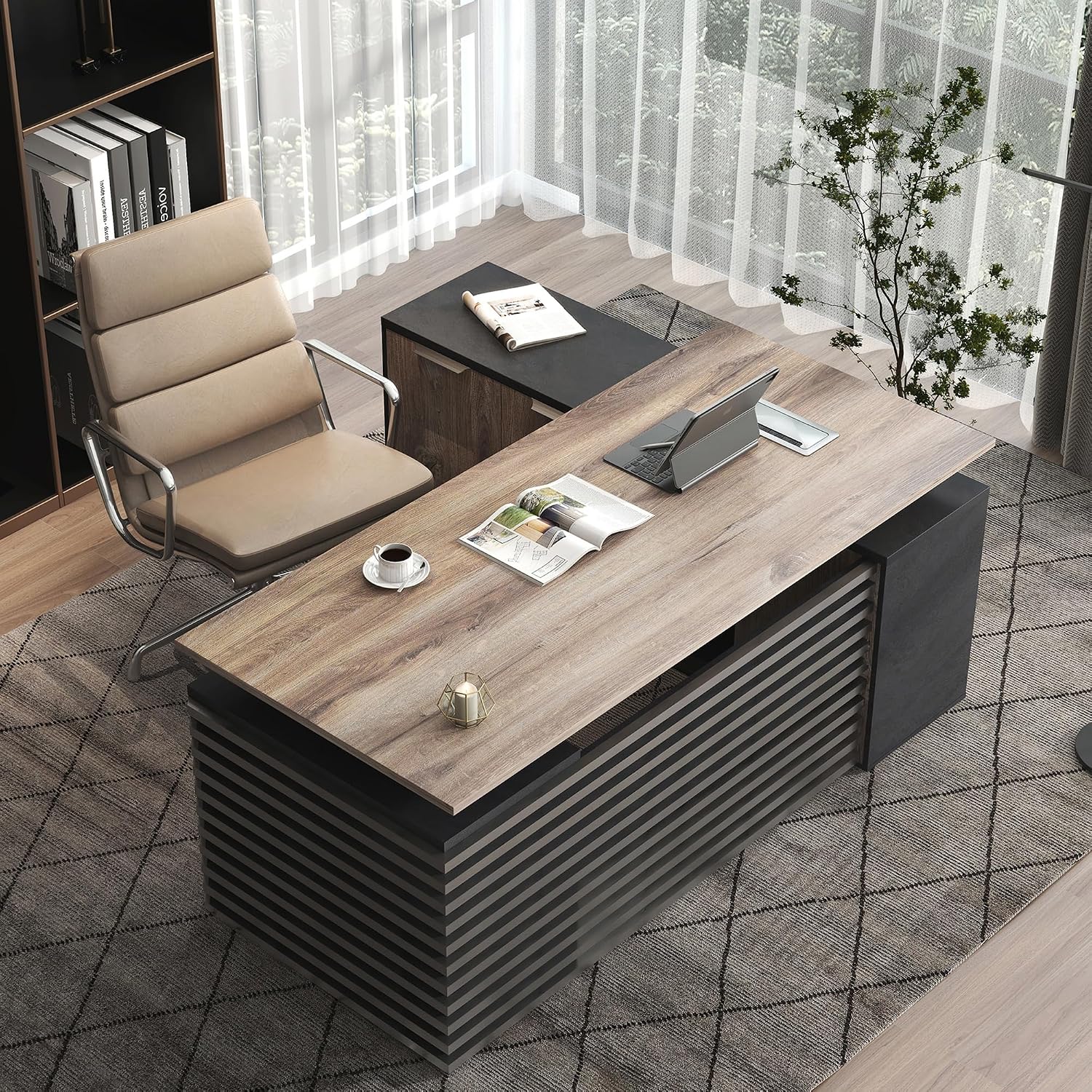 SAINTCY 70.87In L Shaped Executive Standing Desk